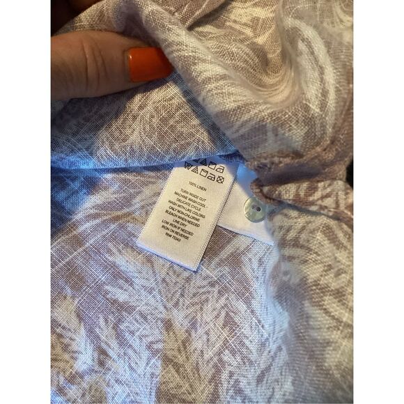 Tahari 100% Linen Button Up Top Tunic Sz 2X Soft Lavender Floral - Picture 6 of 6